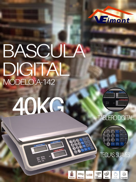BASCULA DIGITAL DE USO COMERCIAL 40KG A-142