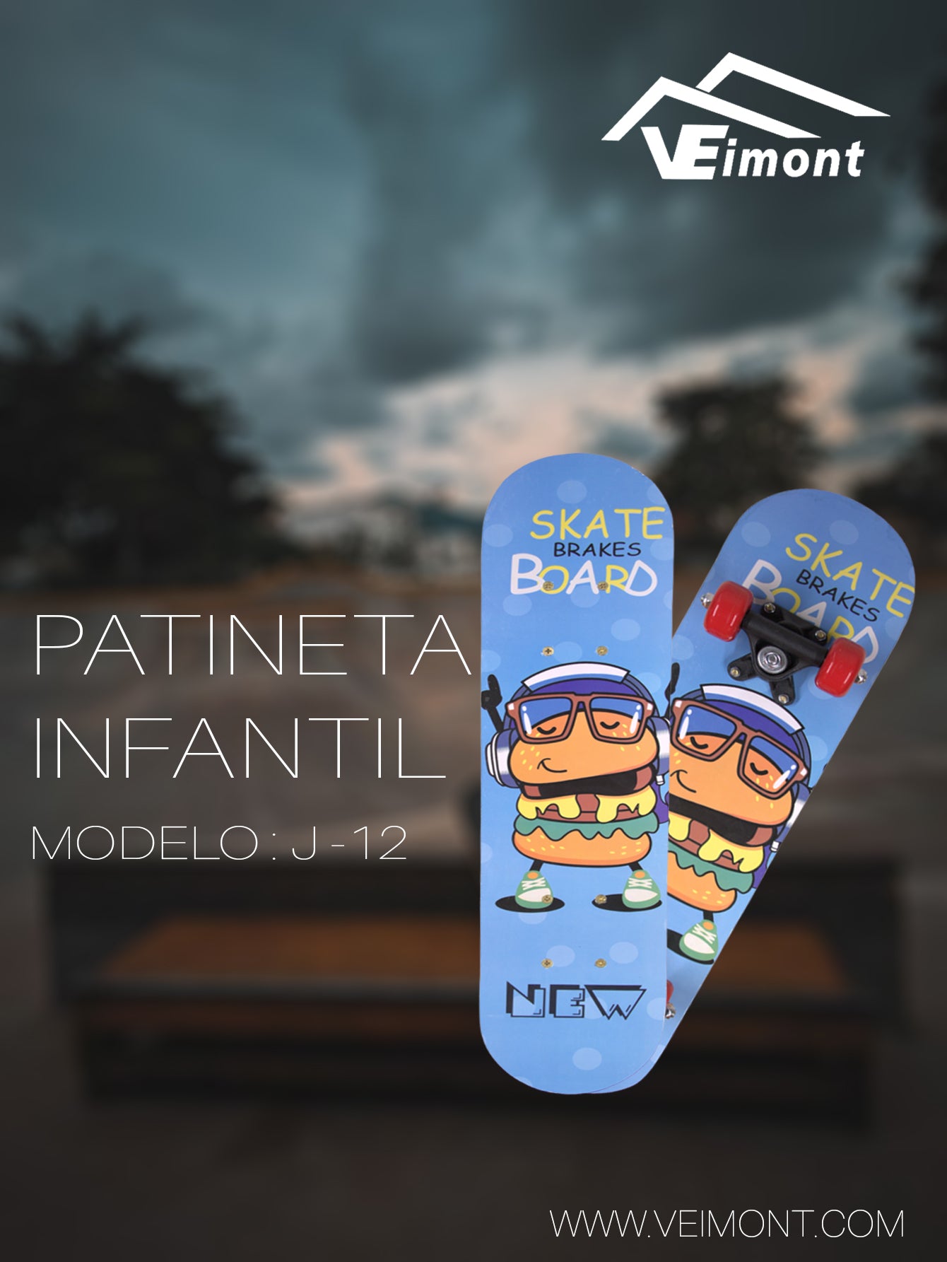 PATINETA MINI SKATE CON DISEÑO INFANTIL J-12