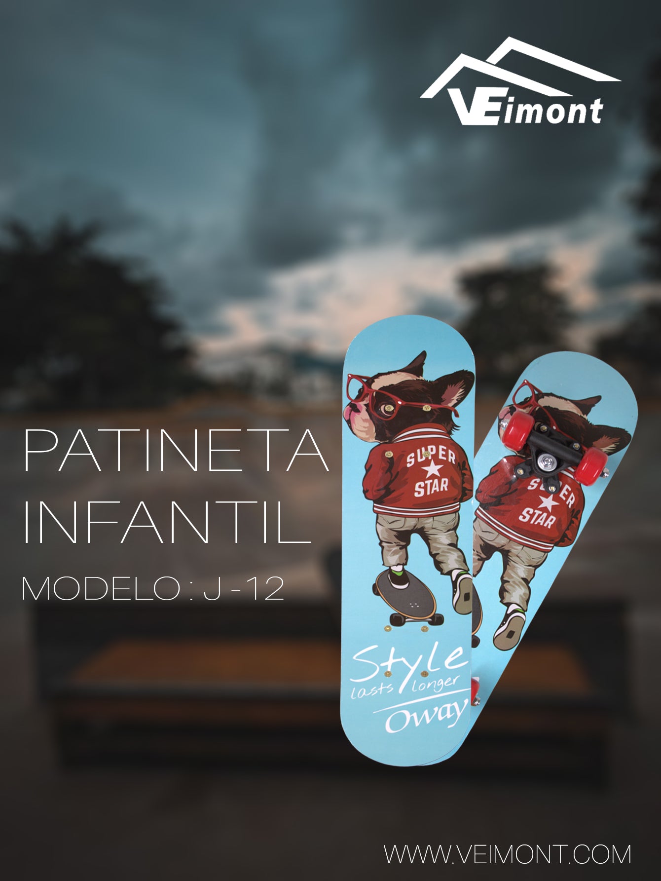 PATINETA MINI SKATE CON DISEÑO INFANTIL J-12