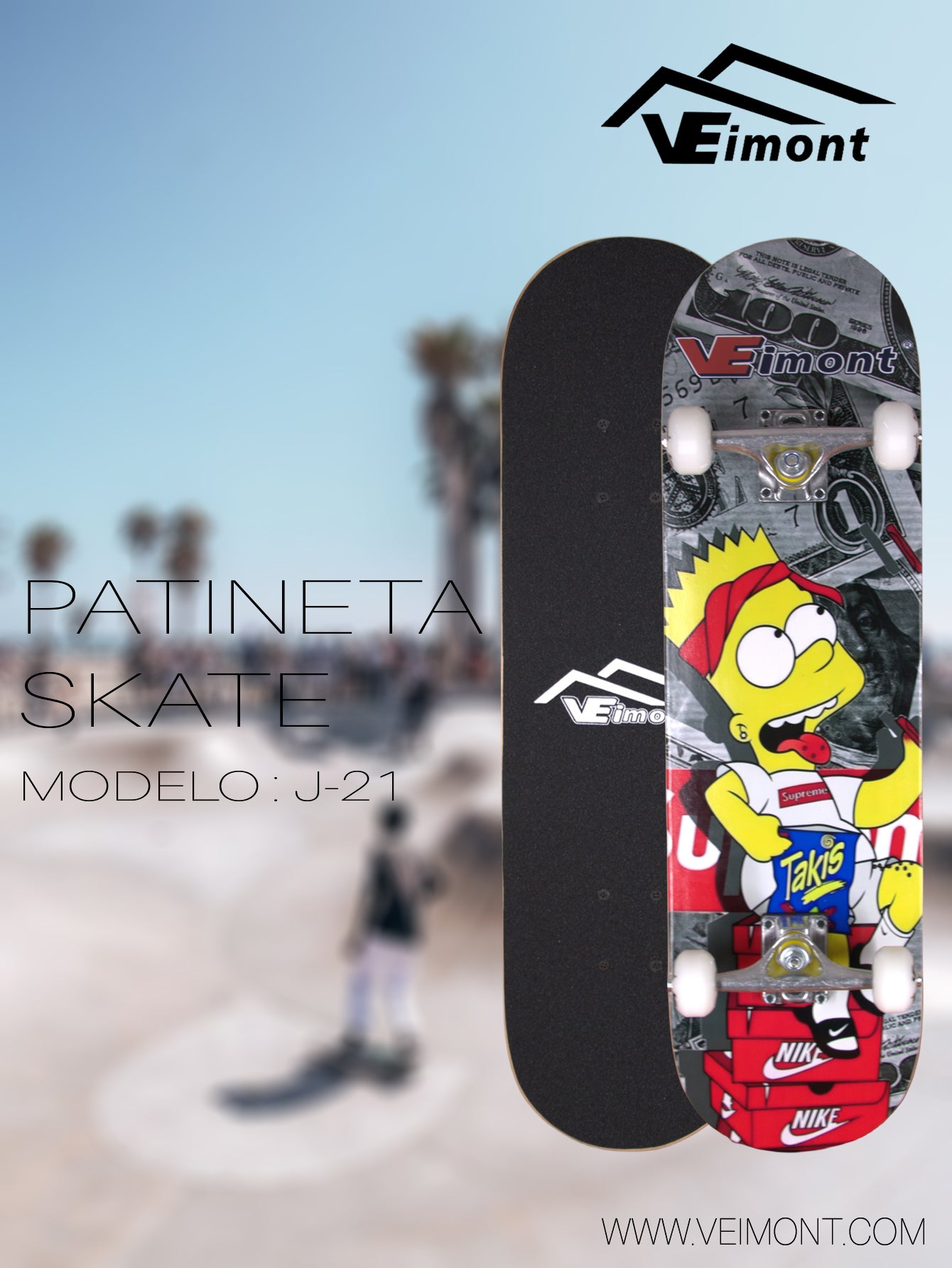 PATINETA SKATE CON DISEÑO JUVENIL  J-21