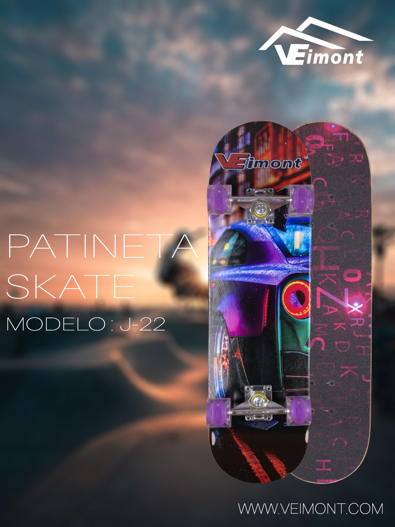 PATINETA SKATE CON DISEÑO JUVENIL  J-22