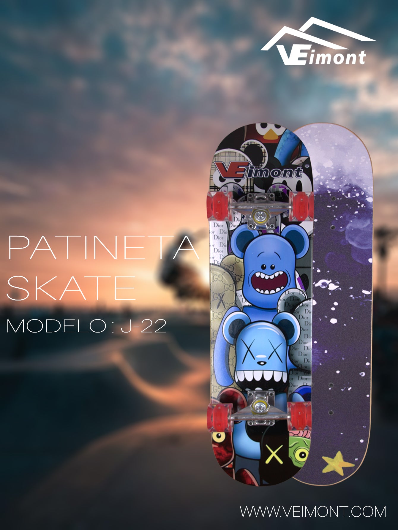 PATINETA SKATE CON DISEÑO JUVENIL  J-22