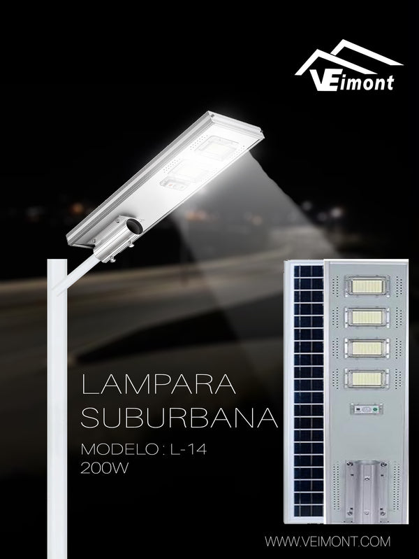 LAMPARA SUBURBANA SOLAR DE 200W L14