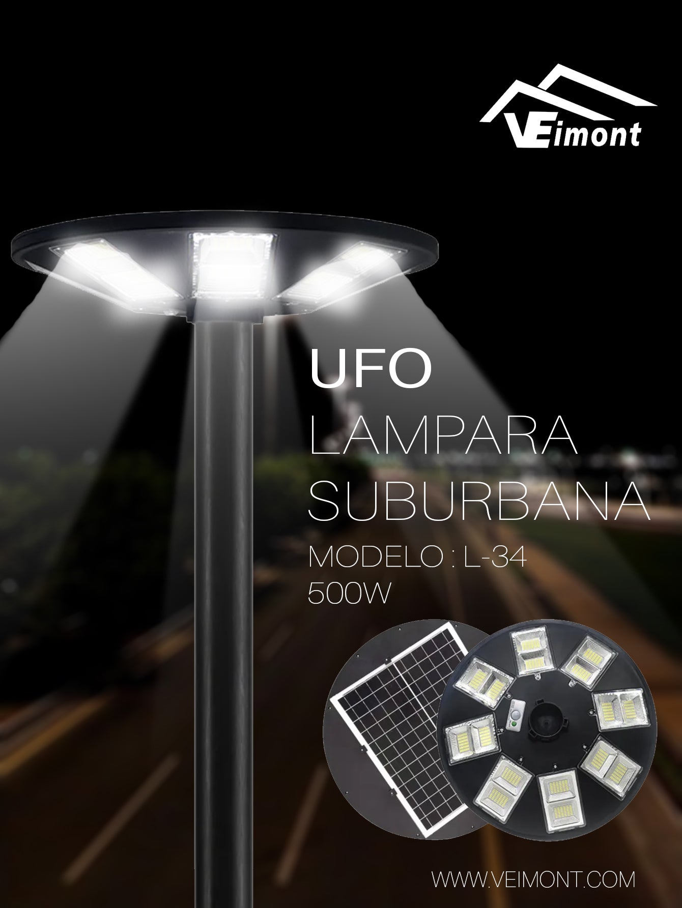 LAMPARA SUBURBANA TIPO UFO DE 500W L34