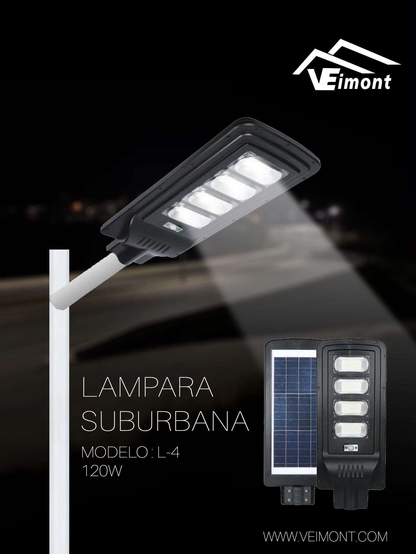 LAMPARA SUBURBANA SOLAR DE 120W L4