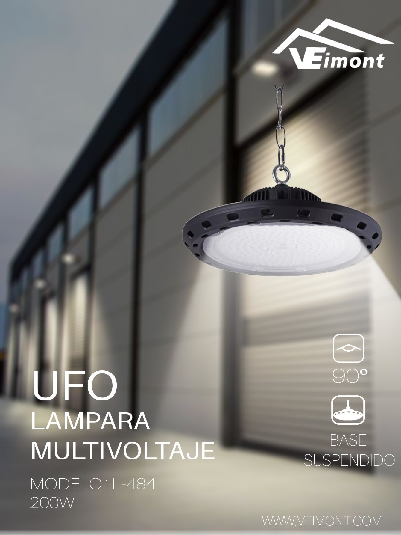 LAMPARA SUBURBANA MULTIVOLTAJE TIPO UFO DE 200W L484