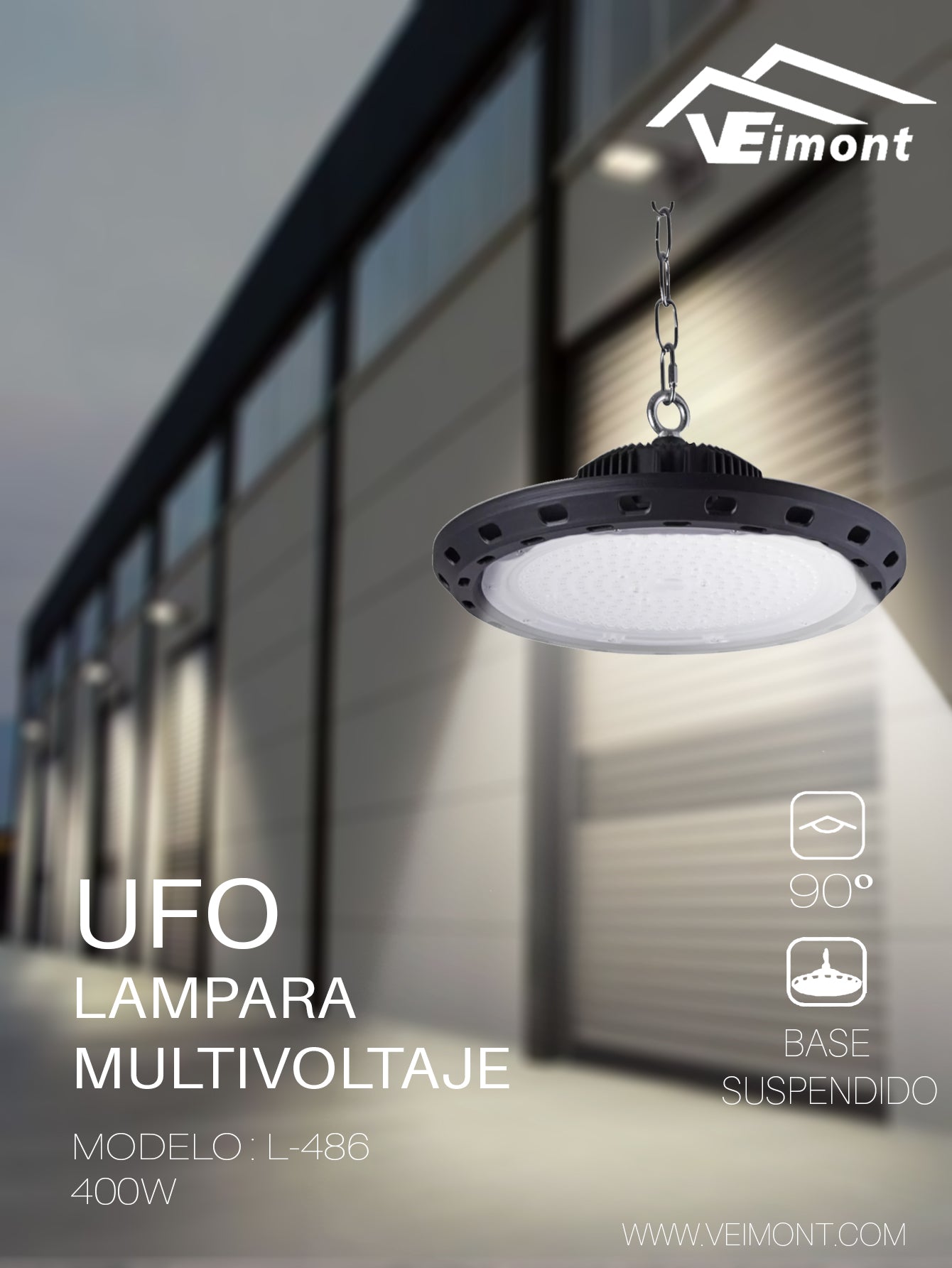 LAMPARA SUBURBANA MULTIVOLTAJE TIPO UFO DE 400W L486