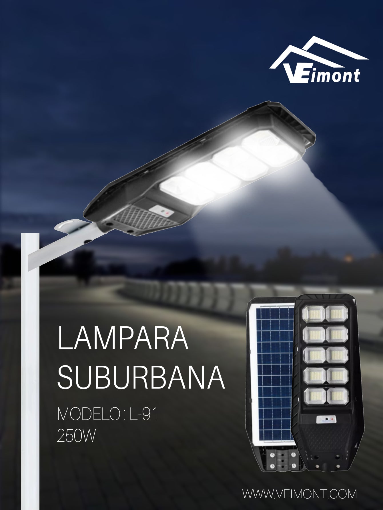 LAMPARA SUBURBANA SOLAR DE 250W L91