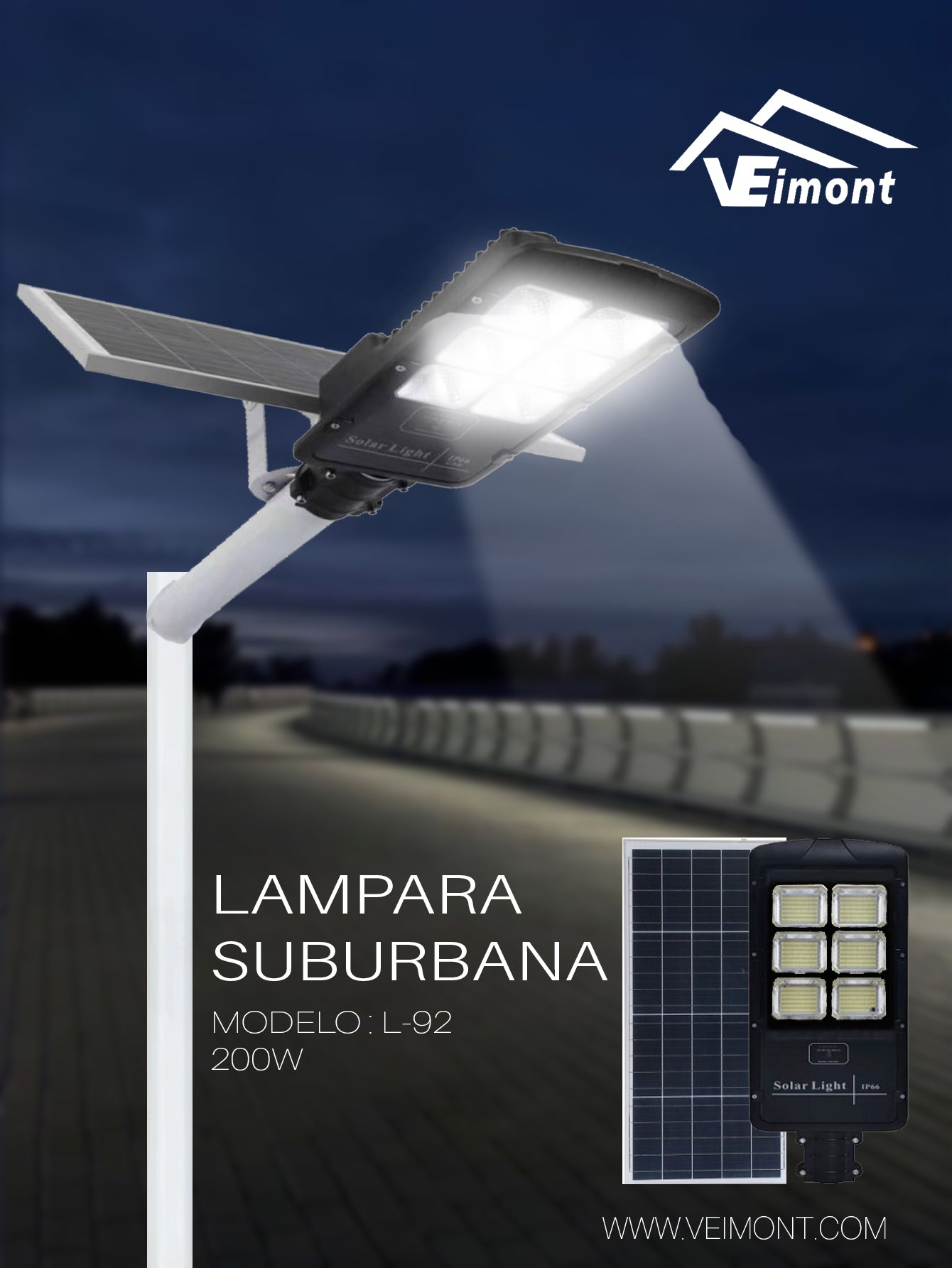 LAMPARA SUBURBANA SOLAR DE 200W L92