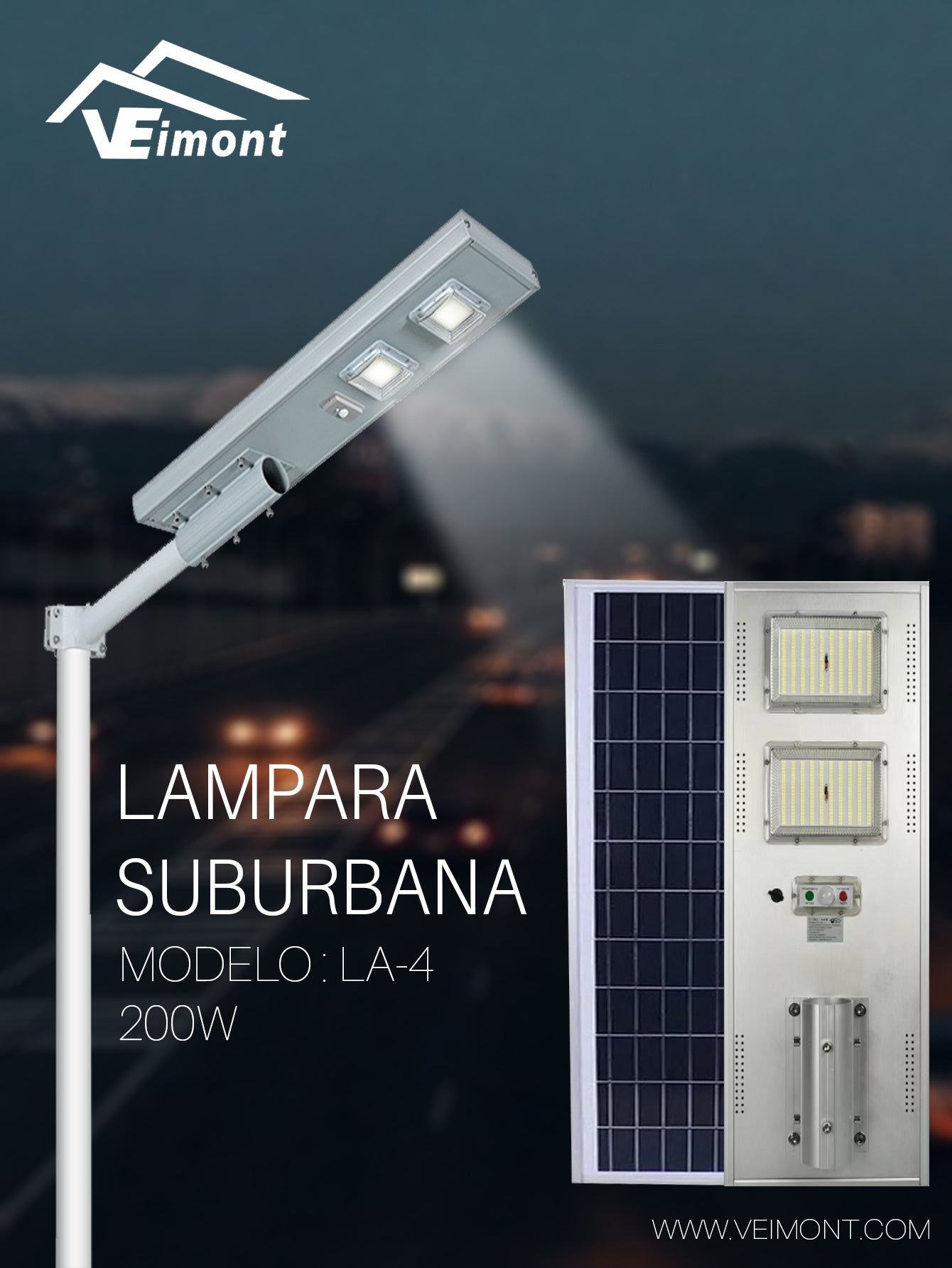 LAMPARA SUBURBANA SOLAR DE 200W LA4