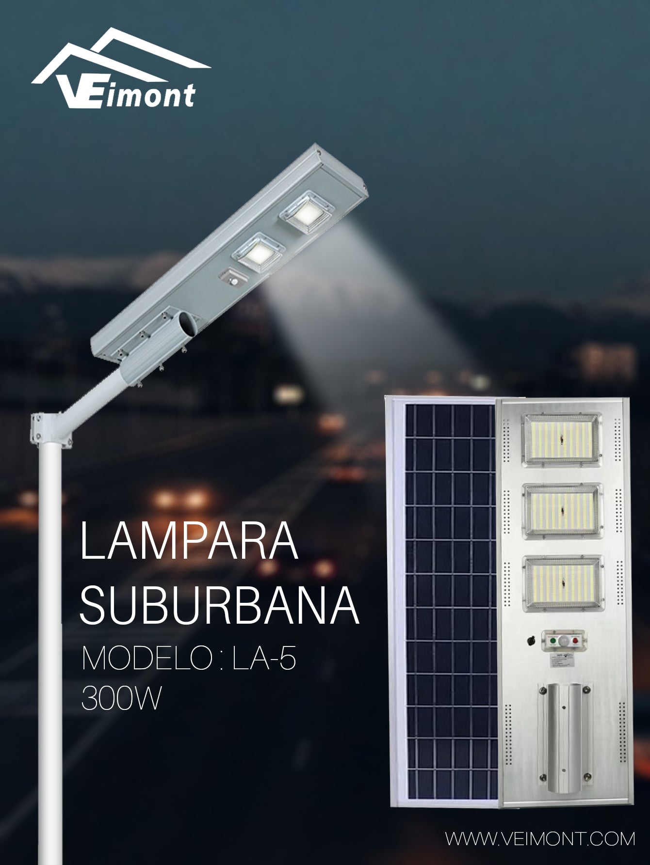 LAMPARA SUBURBANA SOLAR DE 300W LA5