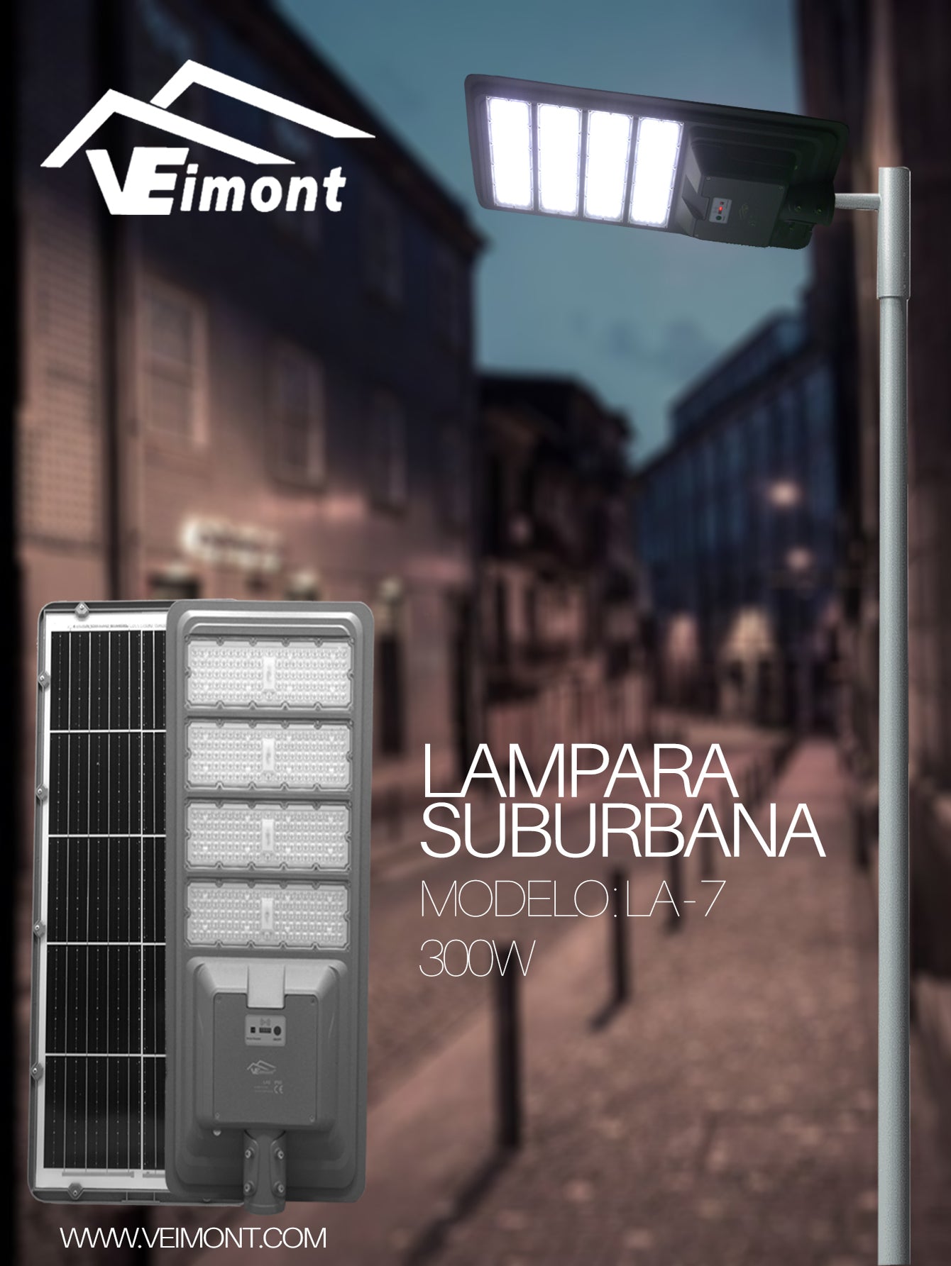 LAMPARA SUBURBANA SOLAR DE 300W LA7