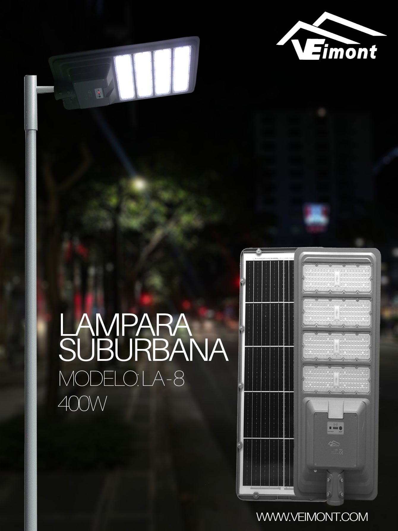 LAMPARA SUBURBANA SOLAR DE 400W LA8