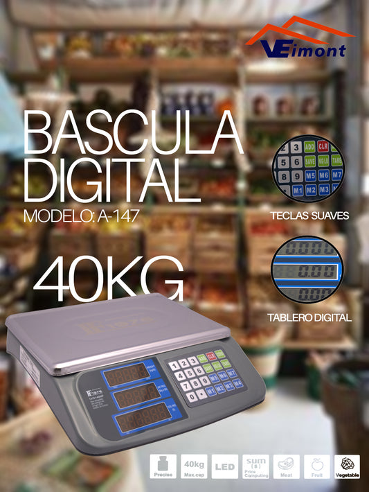 BASCULA DIGITAL DE USO COMERCIAL 40KG A-23
