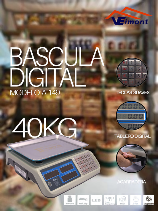 BASCULA DIGITAL DE USO COMERCIAL 40KG A-149