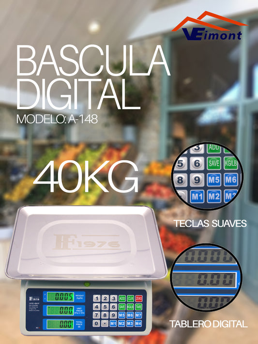 BASCULA DIGITAL DE USO COMERCIAL 40KG A-148