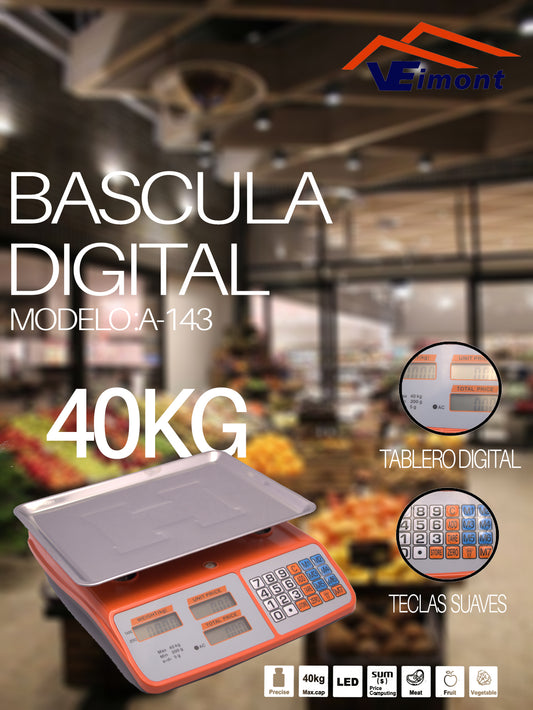 BASCULA DIGITAL DE USO COMERCIAL 40KG A-143